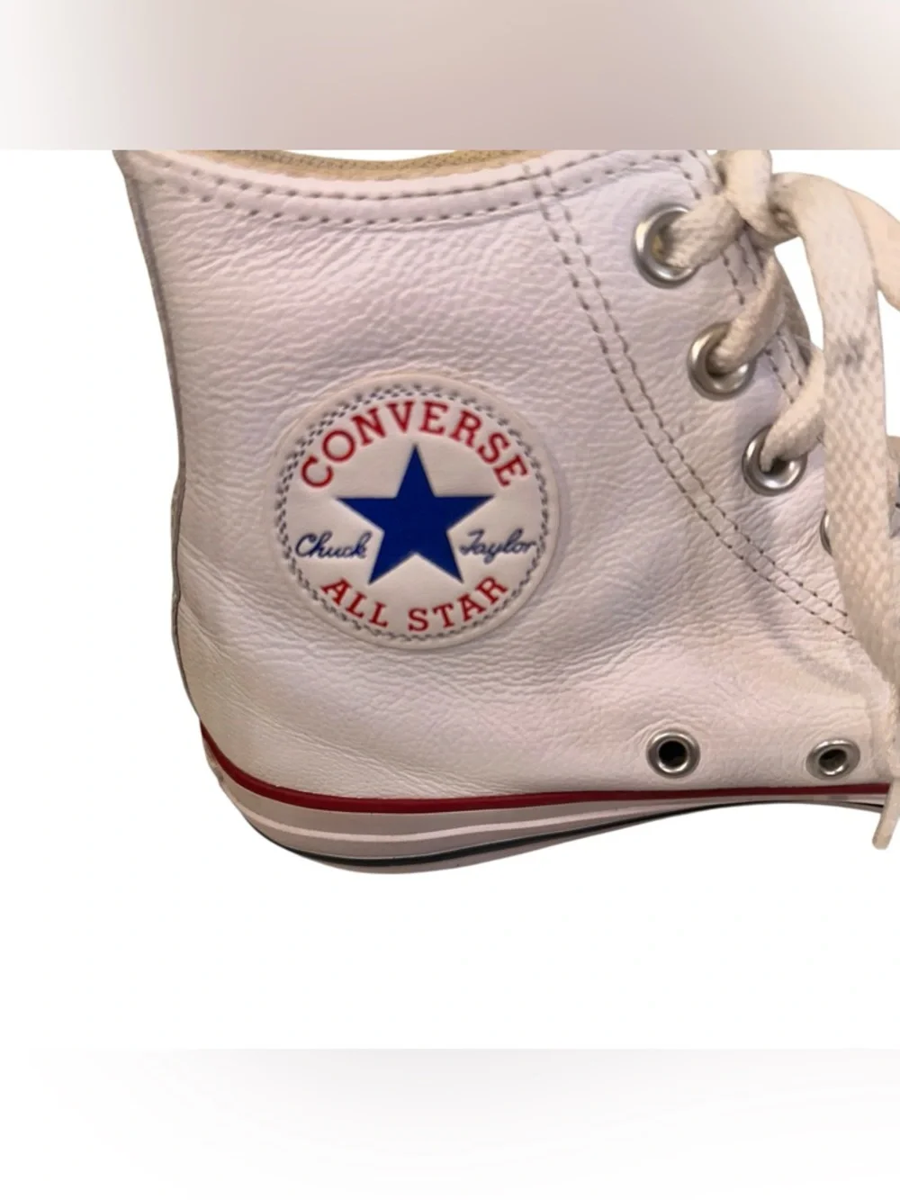 Converse White Leather All Star High Top Sneakers Unisex Size W8.5 M6.5 - Picture 2 of 12